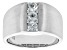 Pre-Owned White Topaz Rhodium Over Sterling Silver Matte Finish Men's Ring 0.95ctw