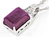 Pre-Owned Red Indian Ruby Rhodium Over Sterling Silver Pendant With Chain 4.12ctw