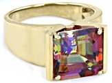 Pre-Owned Multi-Color Quartz 18k Yellow Gold Over Sterling   Silver Men's Ring 6.38ct