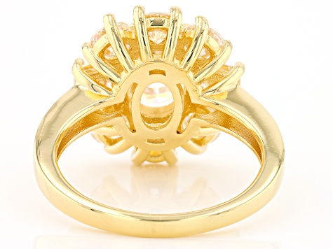 Pre-Owned strontium titanate 18k yellow gold over sterling silver ring 5.15ctw