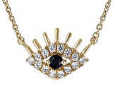 Pre-Owned Black Spinel 18k Yellow Gold Over Sterling Silver Evil Eye Necklace .39ctw