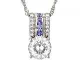 Pre-Owned Moissanite And Tanzanite Platineve and14k Yellow Gold Over Silver 2.29ctw DEW.