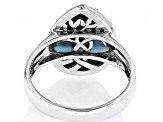 Pre-Owned Blue Mother-of-Pearl Rhodium Over Silver "Tree of Life" Ring