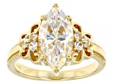 Pre-Owned Strontium Titanate and white zircon 18k yellow gold over sterling silver ring 3.77ctw