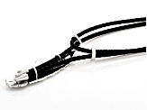 Pre-Owned Leather Rhodium Over Sterling Silver Feather Bolo Necklace