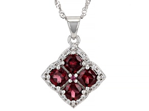 Pre-Owned Raspberry Rhodolite Rhodium Over Sterling Silver Pendant With Chain 3.36ctw