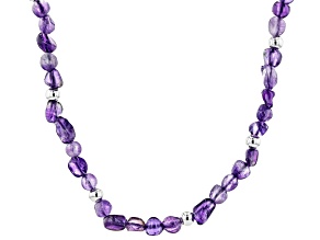 Pre-Owned Amethyst Chip Silver Tone Necklace