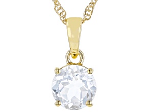 Pre-Owned White Topaz 18k Yellow Gold Over Sterling Silver April Birthstone Pendant With Chain 2.37c