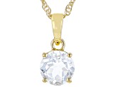 Pre-Owned White Topaz 18k Yellow Gold Over Sterling Silver April Birthstone Pendant With Chain 2.37c