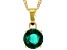 Pre-Owned Green Lab Created Emerald 18k Yellow Gold Over Silver May Birthstone Pendant With Chain 1.