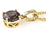 Pre-Owned Green Lab Created Alexandrite 18k Yellow Gold Over Silver June Birthstone Pendant With Cha