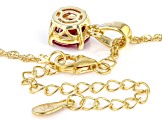 Pre-Owned Red Lab Created Ruby 18k Yellow Gold Over Silver July Birthstone Pendant With Chain 2.06ct