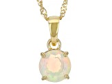 Pre-Owned Multi Color Ethiopian Opal 18k Yellow Gold Over  Silver October Birthstone Pendant With Ch