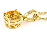 Pre-Owned Yellow Brazilian Citrine 18k Yellow Gold Over Silver November Birthstone Pendant With Chai