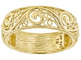 Pre-Owned 18k Gold Over Silver Scrollwork Mens Band Ring