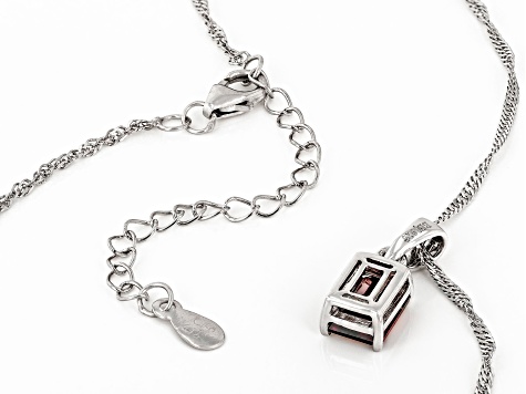 Pre-Owned Red Vermelho Garnet™ Rhodium Over Sterling Silver January Birthstone Pendant With Chain 1.