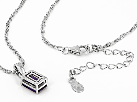 Pre-Owned Purple African Amethyst Rhodium Over Sterling Silver February Birthstone Pendant With Chai