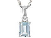 Pre-Owned Blue Aquamarine Rhodium Over Sterling Silver March Birthstone Pendant With Chain 1.19ct