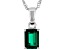 Pre-Owned Green Lab Created Emerald Rhodium Over Sterling Silver May Birthstone Pendant With Chain 1