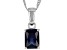 Pre-Owned Blue Lab Created Sapphire Rhodium Over Sterling Silver Birthstone Pendant With Chain 1.45c