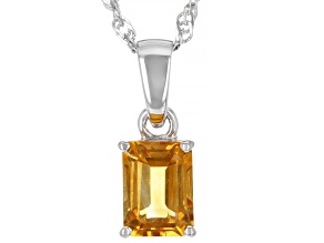 Pre-Owned Yellow Citrine Rhodium Over Sterling Silver November Birthstone Pendant With Chain 1.19ct