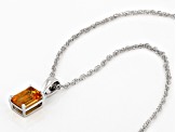 Pre-Owned Yellow Citrine Rhodium Over Sterling Silver November Birthstone Pendant With Chain 1.19ct