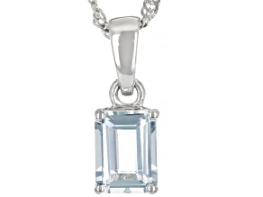 Pre-Owned Sky Blue Topaz Rhodium Over Sterling Silver December Birthstone Pendant With Chain 1.23ct