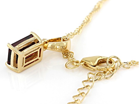Pre-Owned Red Vermelho Garnet™ 18k Yellow Gold Over Silver January Birthstone Pendant With Chain 1.5