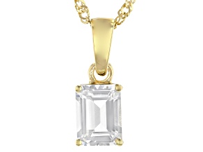 Pre-Owned White Topaz 18k Yellow Gold Over Silver April Birthstone Pendant With Chain 1.70ct