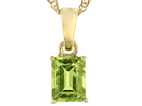 Pre-Owned Green Manchurian Peridot™ 18k Yellow Gold Over Silver August Birthstone Pendant With Chain