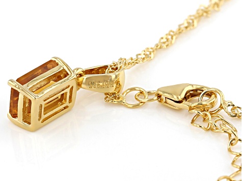 Pre-Owned Yellow Citrine 18k Yellow Gold Over Sterling Silver November Birthstone Pendant With Chain