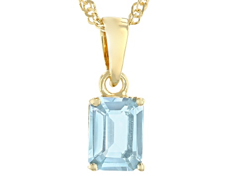 Pre-Owned Sky Blue Topaz 18k Yellow Gold Over Sterling Silver December Birthstone Pendant With Chain
