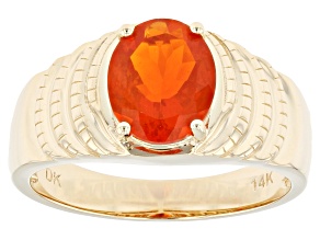 Pre-Owned Orange Fire Opal 14k Yellow Gold Men's Ring 1.62ctw