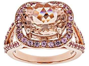 Picture of Pre-Owned Peach Cor-de-Rosa Morganite 14k Rose Gold Ring 4.85ctw