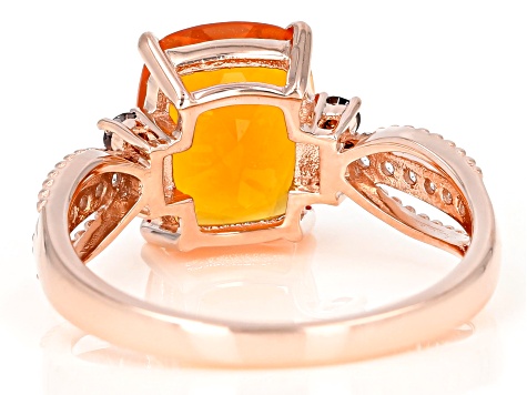 Pre-Owned Orange Mexican Fire Opal 14k Rose Gold Ring 1.87ctw