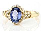 Pre-Owned Blue Ceylon Sapphire With White Diamond 14k Yellow Gold Ring 1.43ctw