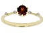 Pre-Owned Red Garnet with White Zircon 18k Yellow Gold Over Sterling Silver January Birthstone Ring