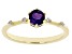 Pre-Owned Purple Amethyst with White Zircon 18k Yellow Gold Over Silver February Birthstone Ring .45