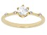 Pre-Owned White Zircon 18k Yellow Gold Over Sterling Silver April Birthstone Ring .67ctw