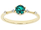 Pre-Owned Lab Alexandrite with White Zircon 18k Yellow Gold Over Sterling Silver June Birthstone Rin