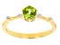 Pre-Owned Green Peridot with White Zircon 18k Yellow Gold Over Sterling Silver August Birthstone Rin