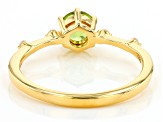 Pre-Owned Green Peridot with White Zircon 18k Yellow Gold Over Sterling Silver August Birthstone Rin