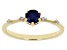 Pre-Owned Blue Sapphire with White Zircon 18k Yellow Gold Over Silver September Birthstone Ring .66c
