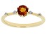 Pre-Owned Madeira Citrine With White Zircon 18k Yellow Gold Over Silver November Birthstone Ring .49