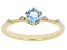 Pre-Owned Swiss Blue Topaz with White Zircon 18k Yellow Gold Over Silver December Birthstone Ring .5