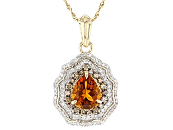 Picture of Pre-Owned Madeira Citrine 10k Yellow Gold Pendant with Chain 2.43ctw