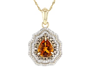 Pre-Owned Madeira Citrine 10k Yellow Gold Pendant with Chain 2.43ctw