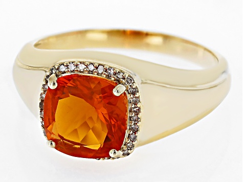 Pre-Owned Orange Fire Opal 10k Yellow Gold Men's Ring 1.84ctw