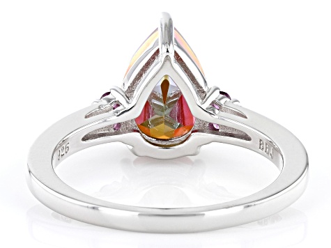 Pre-Owned Multicolor Quartz Rhodium Over Silver Ring 1.95ct