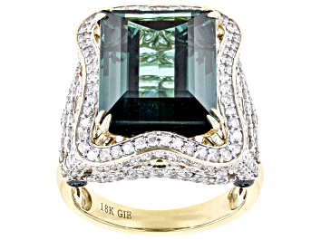 Picture of Pre-Owned Indicolite Tourmaline 18k Yellow Gold Ring 13.79ctw